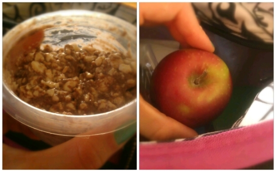 cottage cheese and protein powder/ apple